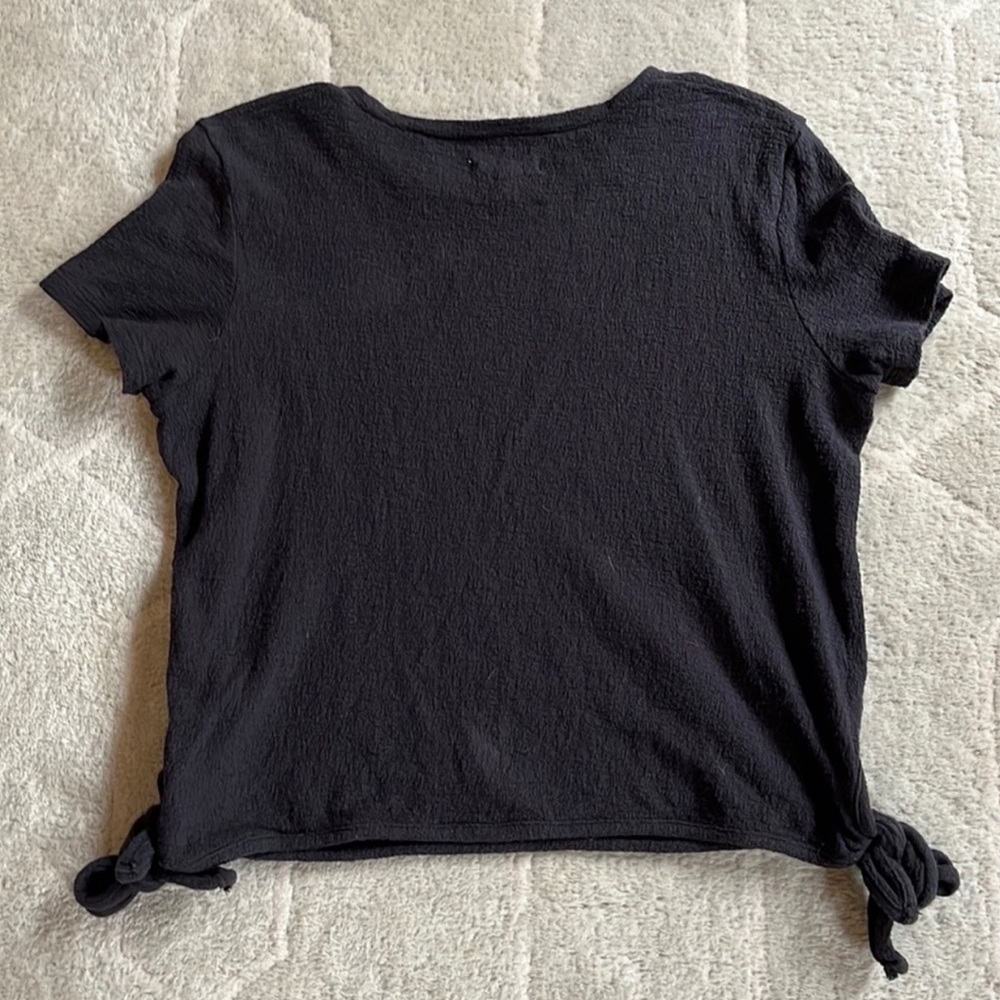 EUC XL Madewell Black Tie-Hem Top - Picture 3 of 4